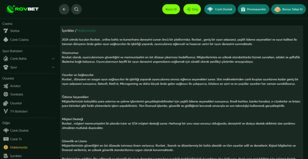 Rovbet Gizlilik Politikası